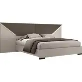 Lyon King Bed with LED in Taupe & Flannel Gray Finish